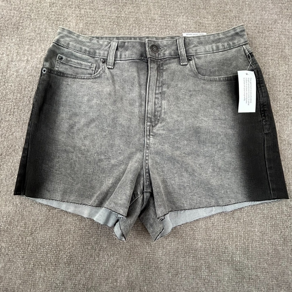 INC Denim‎ Shorts Womens 10 Gray High Rise Stretch Frayed Hem Grunge Streetwear